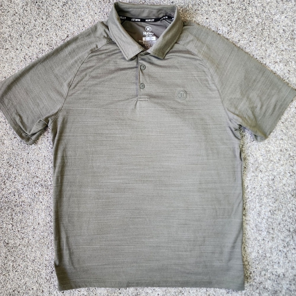 Hurley Polo Shirt Mens Small Olive Green Space Dye Super Soft Excellent